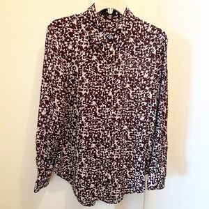 Theory Long Sleeve Button Up Blouse Small Work‎ Office Career Dark Purple